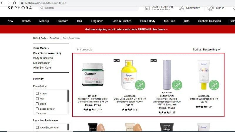 مراحل خرید از Sephora