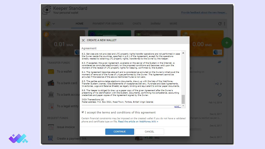 ایجاد کیف پول وب‌ مانی