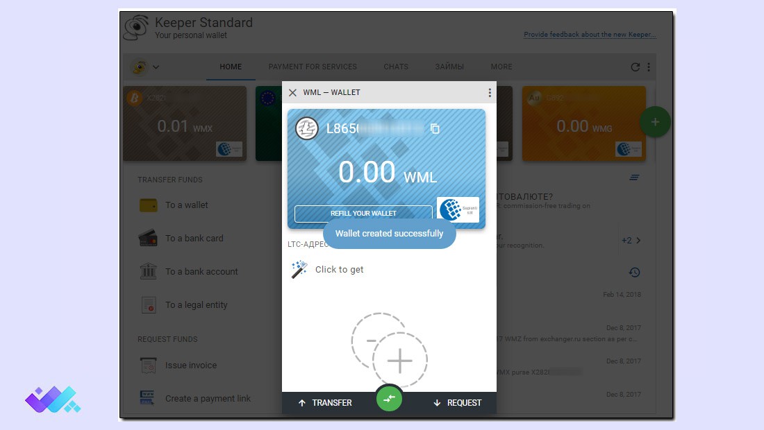 ایجاد کیف پول وب‌ مانی